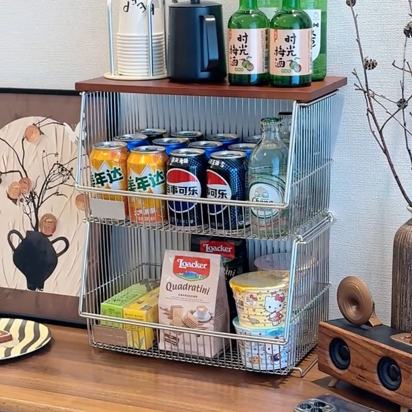 桌面可叠加多层零食果蔬篮可调节