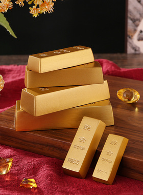 【JZ128】中式仿真砂金大金条实心道具金砖鎏金金块工艺品金元宝