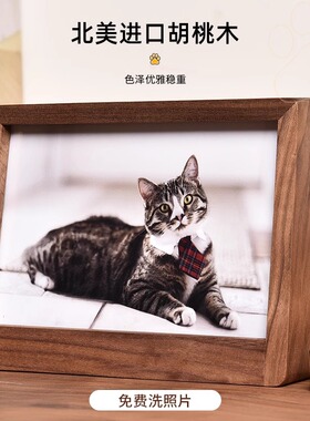 高品质 宠物陪伴纪念相框摆台定制 雕刻文字免费冲洗狗狗猫咪照片