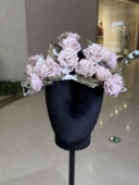 美高原创森系手工花水晶帽饰新娘头饰品样片拍摄外景油画造型旅拍