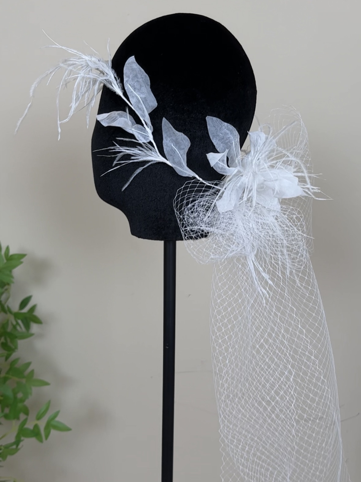 美高原创仙气唯美羽毛手工花新娘头纱旅拍外景跟妆造型样片头饰品