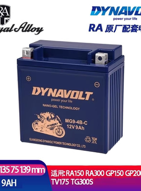 RA摩托车电瓶RA150 GP200 GP300 TG300s TV175 猛狮蓄电池12v9AH