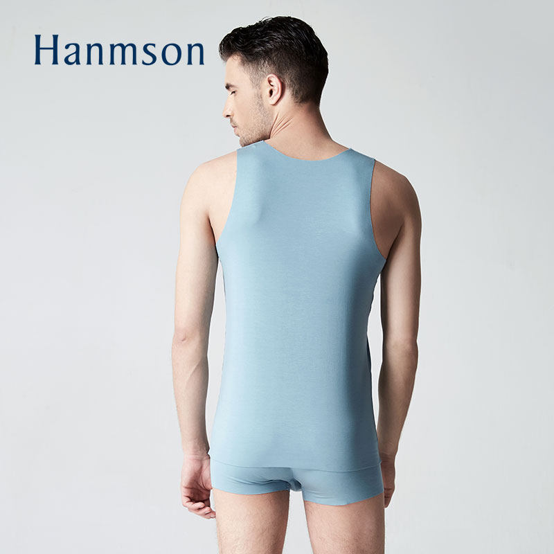 男莫代尔薄款纯色冰丝感吸汗背心