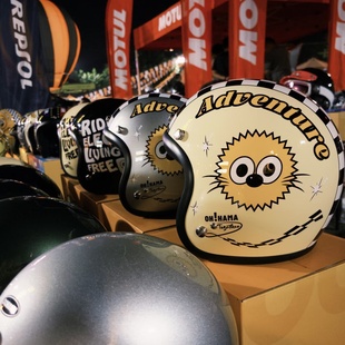 OOHAMA机车大眼头盔复古电动踏板摩托车男女款 4半盔3C国标 通勤3