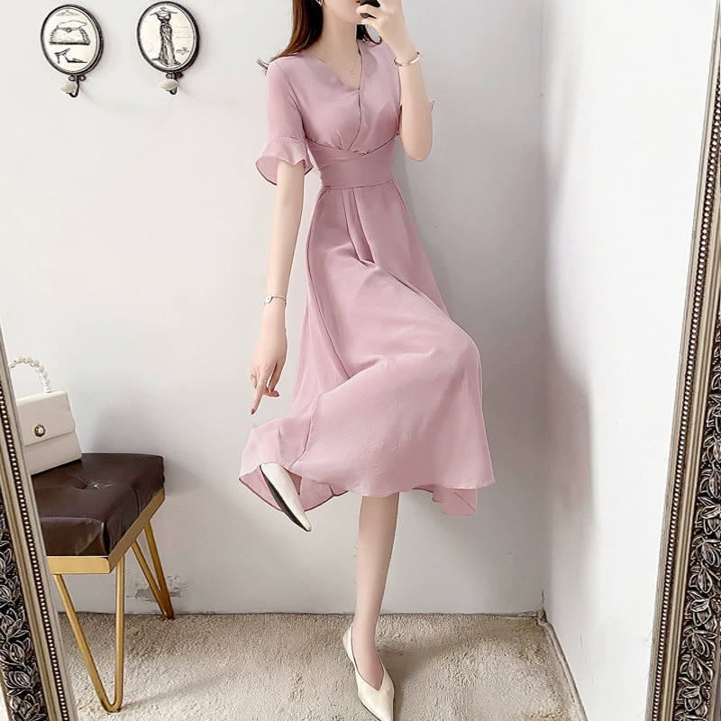 Kiểu mới cho nữ 2021 mẫu hot, váy giảm tuổi và giảm béo, giảm béo mùa hè cho nữ, váy dài, váy Platycodon, váy tình yêu đầu tiên, dòng rừng - Váy dài