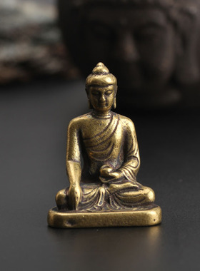 尼泊尔手工纯铜佛像小寸佛口袋佛像药师佛复古纯铜手工制作古董佛