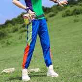 女徒步登山夏季 户外拼色速干裤 弹力快干裤 小脚口弹力运动裤 女长裤