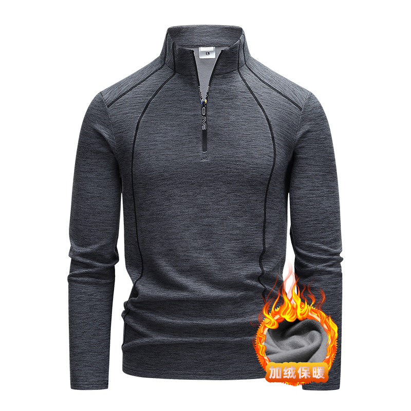 户外运动弹力抓绒衣男上衣长袖T恤男加厚保暖衣磨毛绒防静电冬季