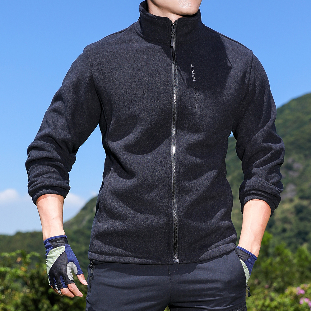 户外抓绒衣男上衣保暖防风冲锋衣男登山徒步休闲运动外套男秋