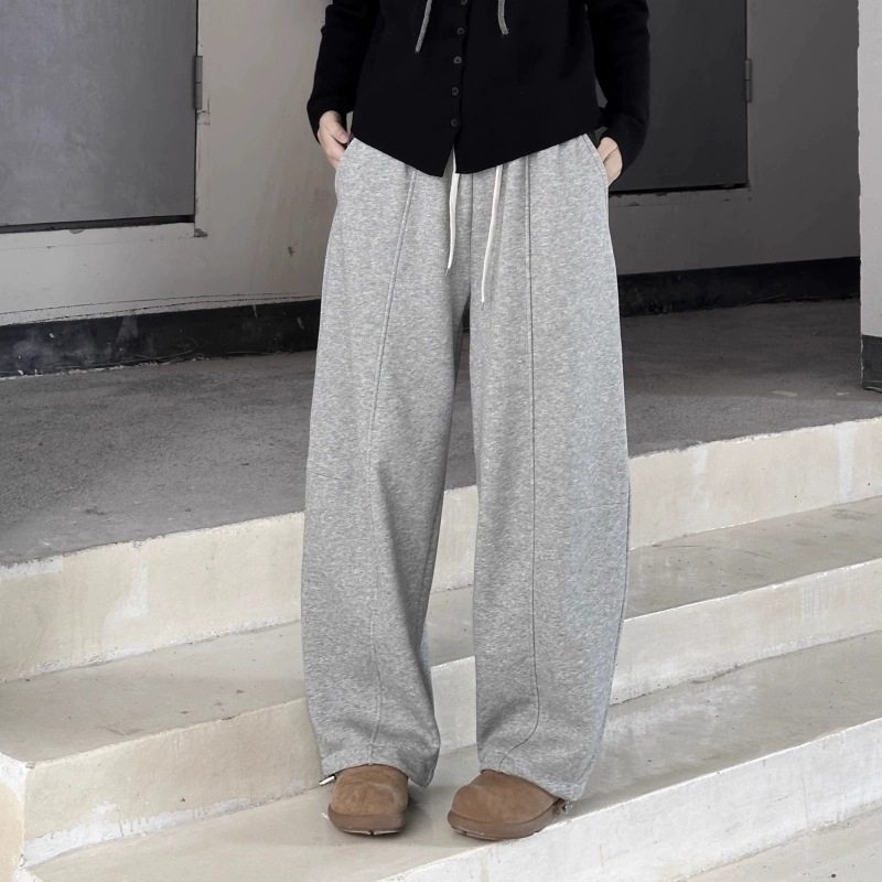 设计感山本慵懒风宽松加绒灰色卫裤女冬季高腰黑色镰刀休闲阔腿裤,女装/女士精品,休闲裤,淘宝优惠券,粉丝福利购,淘宝优惠卷