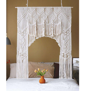 北欧挂毯卧室波西米亚壁毯大型壁挂手工编织帘子婚庆民宿墙饰定制