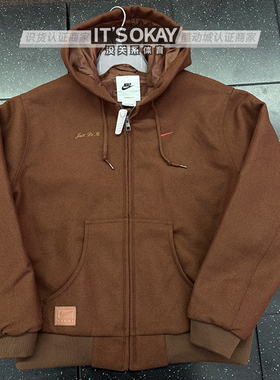 Nike/耐克男子刺绣羊毛混纺保暖连帽复古运动休闲夹克外套 HQ4743