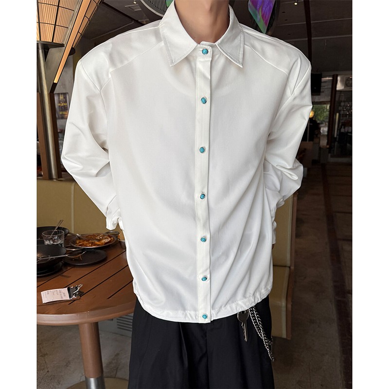 白色下摆抽绳防晒衬衫男女款夏季冰丝长袖衬衣外搭开衫高级感外套