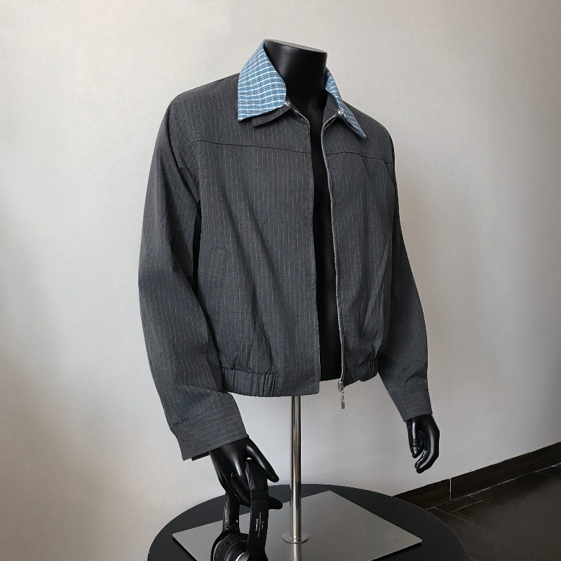 dert假两件可拆卸双层领夹克男春秋季cleanfit高级感正肩短款外套