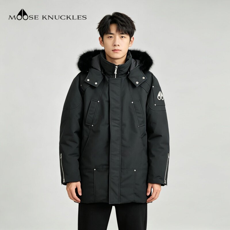 加拿大MOOSE KNUCKLES小剪刀男士中长款羽绒服宽松版冬季保暖外套