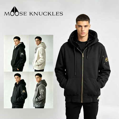 [新品] MOOSE KNUCKLES 男士假两件小剪刀连帽卫衣外套加厚保暖