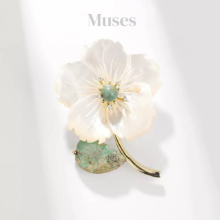 Muses缪斯奢饰高档天然母贝贝壳桃花胸针帝皇石大气优雅大衣胸花