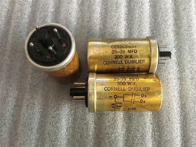 古董美国CORNELL-DUBILIER 35+35UF 300V 胆机高压滤波电解电容