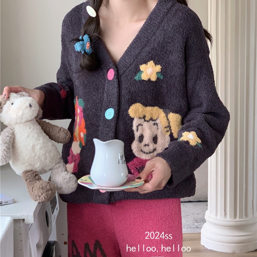 Reefur Rinka梨花家新款原治卡通可爱女加厚开衫保暖长袖套装