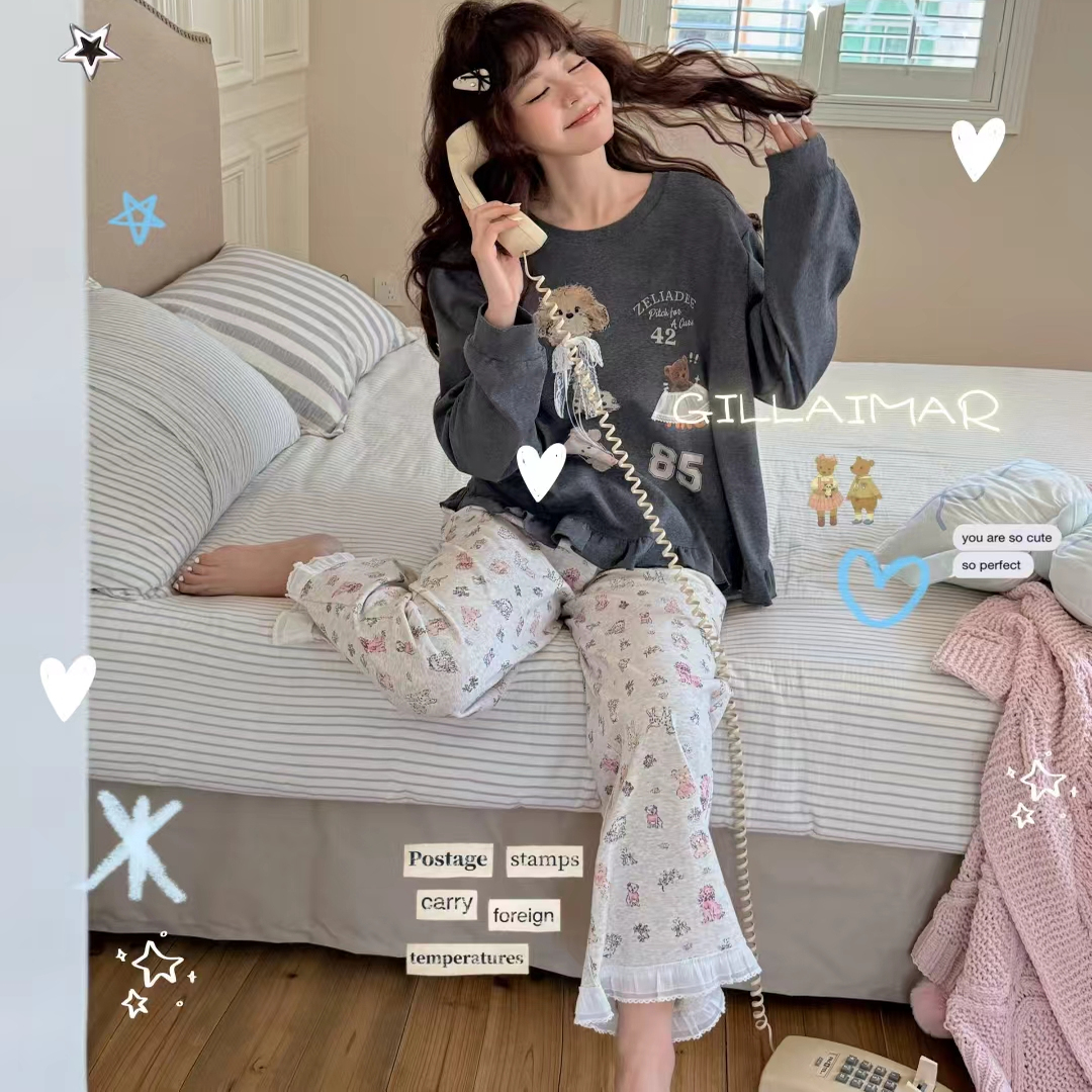 Gill Aimar小熊家2025秋季新款长袖卡通少女韩版家居服可爱小狗