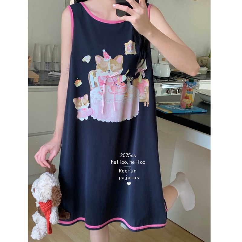 柯基下午茶！ReefurRinka梨花家2025夏季背心甜美风背心睡裙女