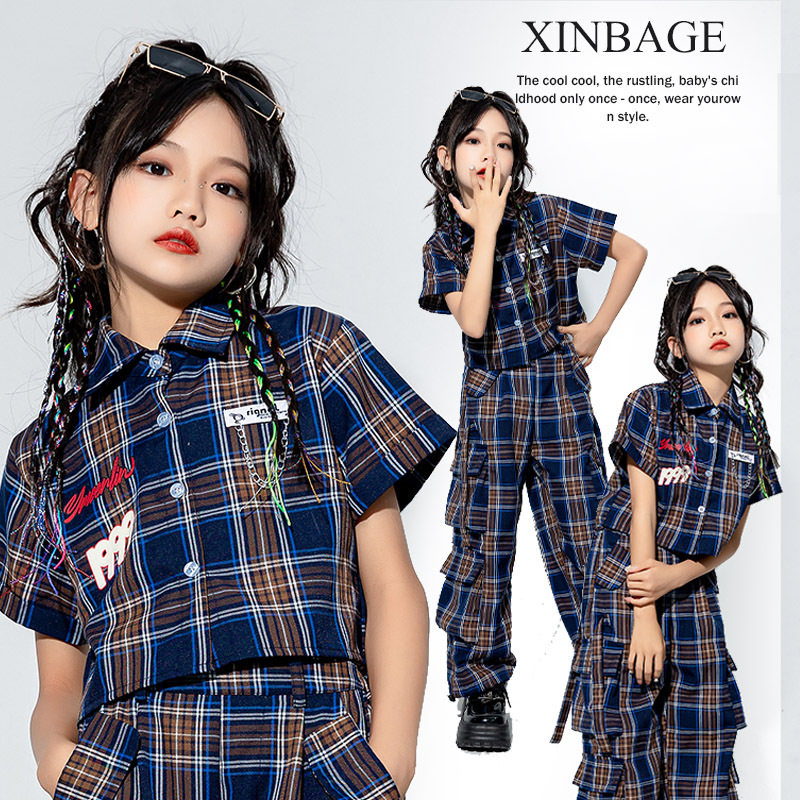 儿童街舞潮服嘻哈hiphop童装潮牌帅气男女童架子鼓表演套装演出服