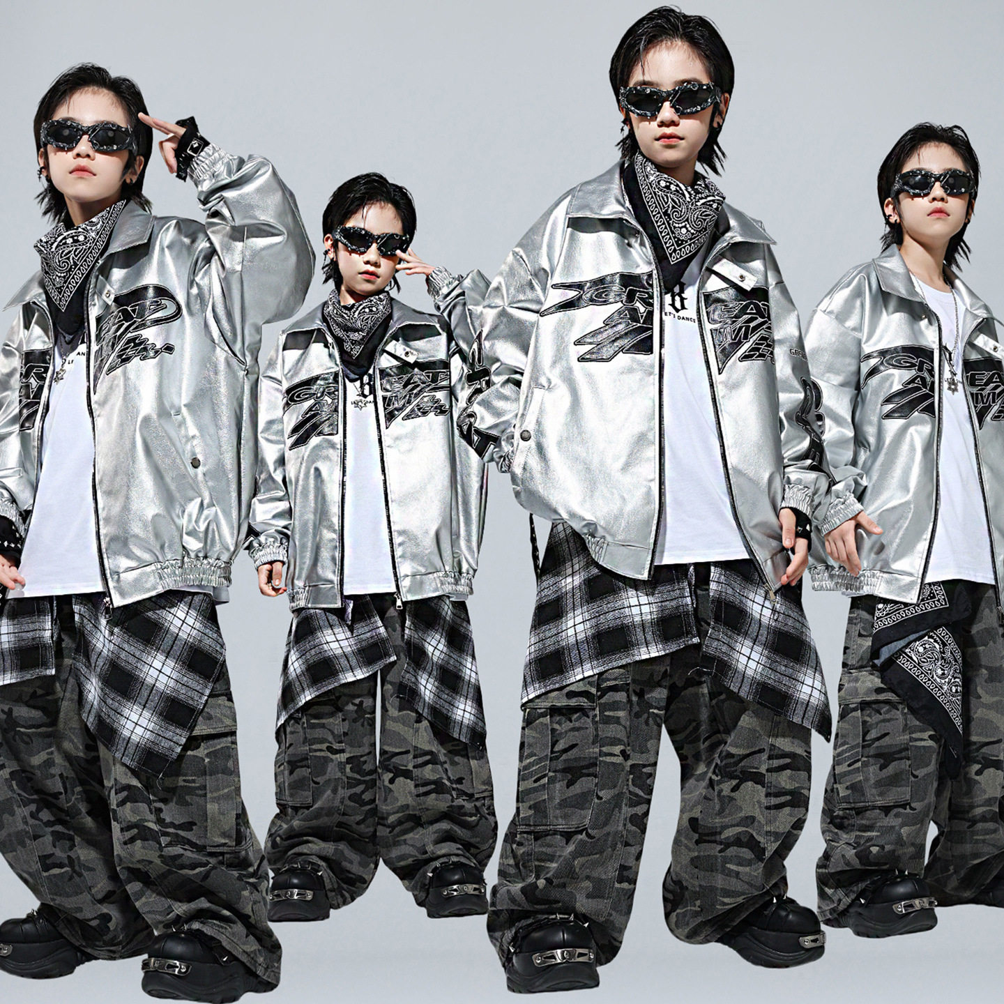 街舞儿童潮服男女童舞蹈走秀演出服嘻哈架子鼓套装爵士舞表演服装