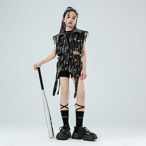 女童爵士舞街舞牛仔演出服套装