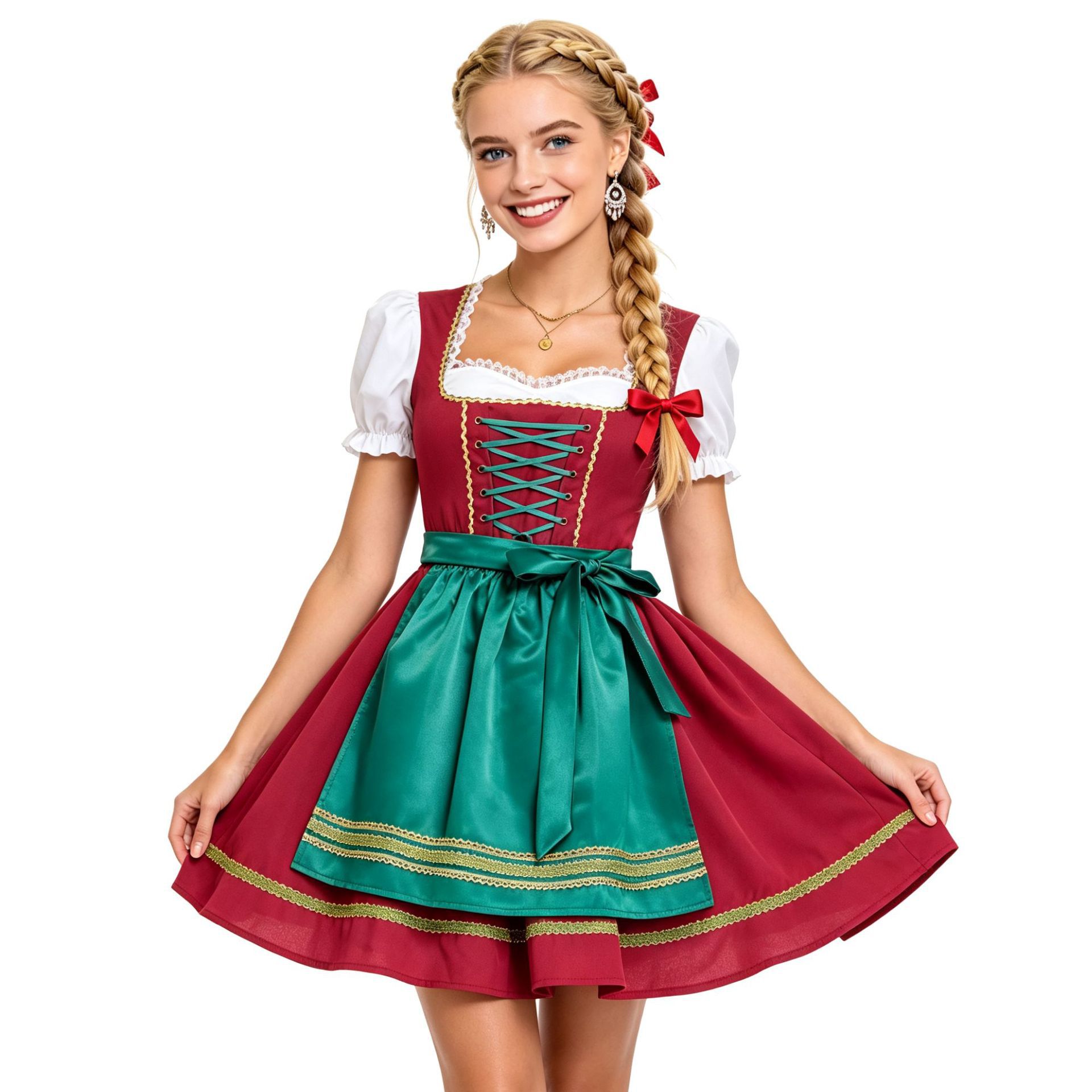 Oktoberfest假两件绑带礼服套装图片