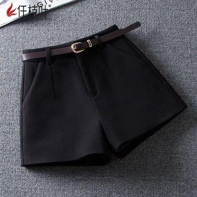 外穿毛呢短裤女秋冬季2024新