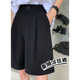 短裤 女夏季 外穿高腰显瘦休闲小个子冰丝大码 黑色西装 a字5五分中裤