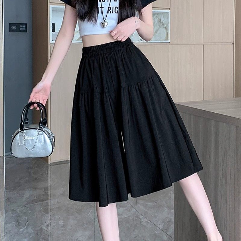 冰丝棉麻阔腿裤女夏季松紧高腰收腹显瘦休闲裤小个子宽松七分裤裙,女装/女士精品,休闲裤,淘宝优惠券,粉丝福利购,淘宝优惠卷