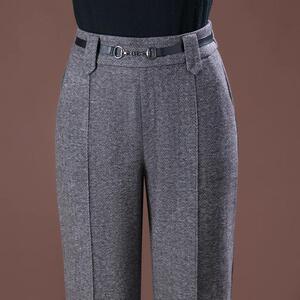 羊毛呢微喇叭直筒裤西裤女式2026年冬季新款加厚休闲裤中年妈妈裤