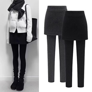 秋冬鲨鱼裤 女2026新款 子带屁帘包臀伞裙 裙一体假两件打底裤 加绒裤