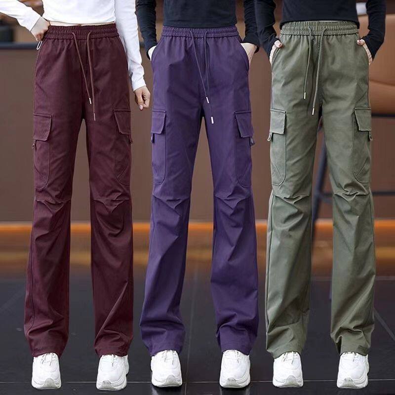 2025新款美式工装裤女春秋爆款高腰宽松显瘦多口袋运动直筒阔腿裤,女装/女士精品,休闲裤,淘宝优惠券,粉丝福利购,淘宝优惠卷