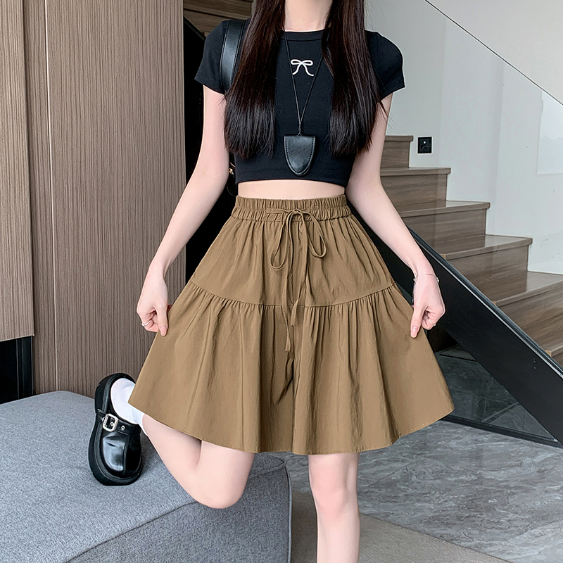 冰丝百褶半身裤裙女夏季高腰显瘦