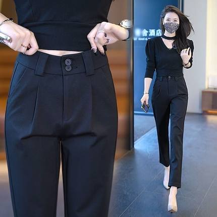 垂感九分烟管2025小个子高腰新款显瘦哈伦西装裤百搭女裤裤子春秋