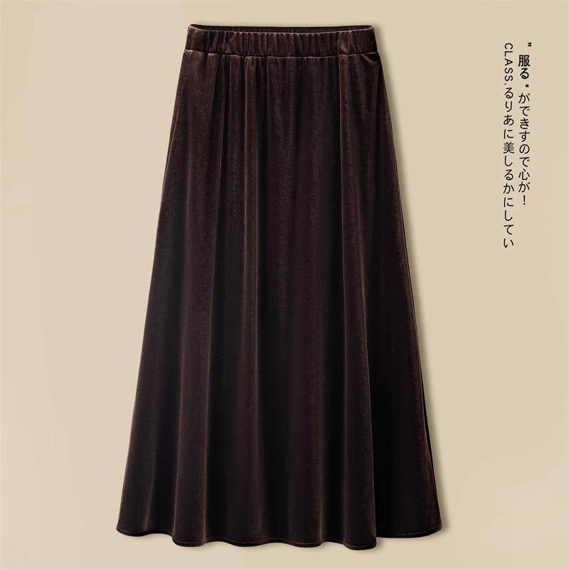 大码胖mm金丝绒半身裙女