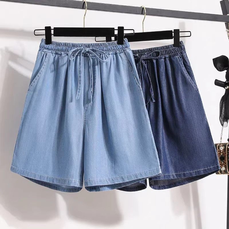 天丝牛仔短裤女夏季大码冰丝图片