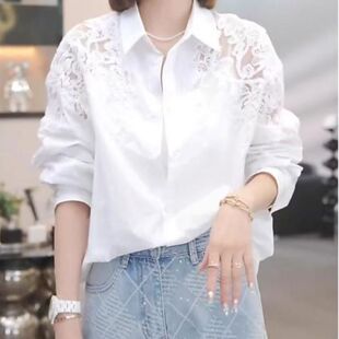 法式镂空蕾丝衬衫女2026新款春季轻奢高级感减龄洋气重工衬衣上衣