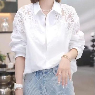 法式镂空蕾丝衬衫女2025