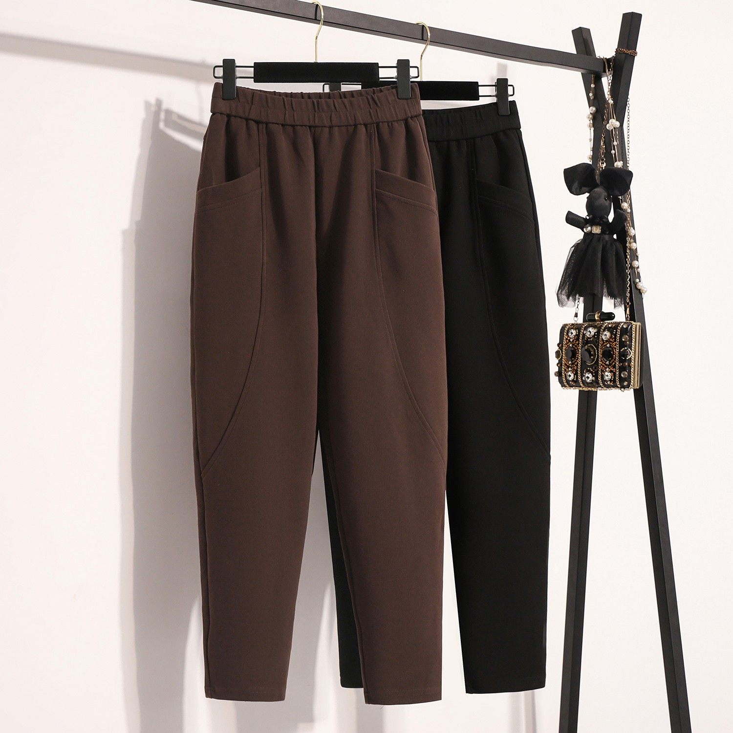 小脚休闲裤女秋冬烟管裤2025新款妈妈萝卜裤子九分宽松老爹哈伦裤,女装/女士精品,休闲裤,淘宝优惠券,粉丝福利购,淘宝优惠卷