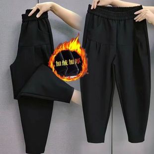 女2025年气质新品 宽松版 大码 秋冬款 老爹裤 休闲小脚哈伦裤 垮裤 时尚