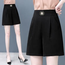 冰丝西装裤短裤女2025夏季新款高腰薄款阔腿裤A字显瘦五分中裤子