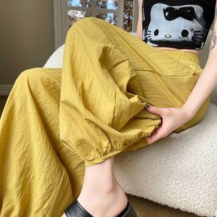 显瘦宽松阔腿香蕉裤 速干冰丝运动裤 灯笼裤 女夏季 防晒防蚊束脚裤