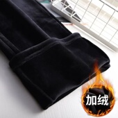 女秋冬高端丝绒裤 2025新款 黑色垂感女裤 金丝绒阔腿裤 子显瘦加绒裤