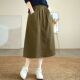 纯棉中长裙子女2026春夏韩版 减龄宽松A字裙气质显瘦半身裙子 新款