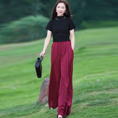 冰丝阔腿裤女遮肉山本裤