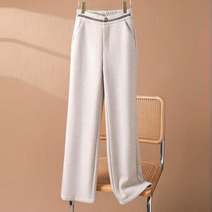 新款休闲窄版毛呢阔腿裤子2026秋冬款高腰直筒裤显瘦百搭女士长裤