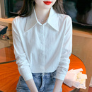洋气百搭小衫 2025秋季 气质纯棉白衬衫 长袖 韩系翻领衬衣上衣 新款